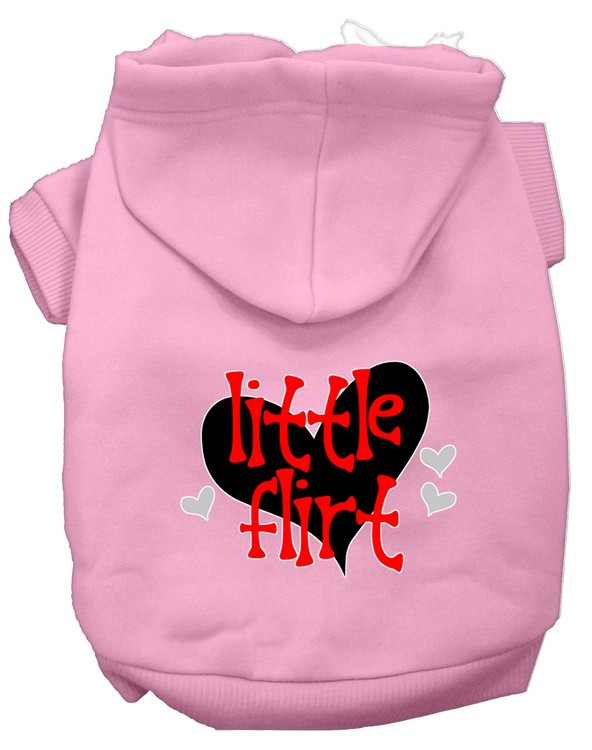 Little Flirt Screen Print Dog Hoodie Light Pink XL